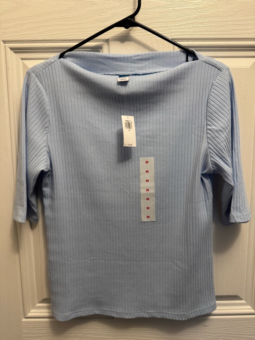 Old Navy Light Blue Ribbed Boatneck Top